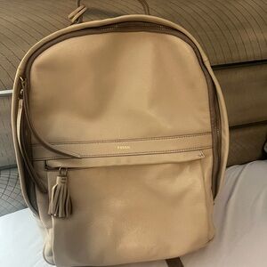 Fossil Pebbled Leather Backpack - Beige Taupe